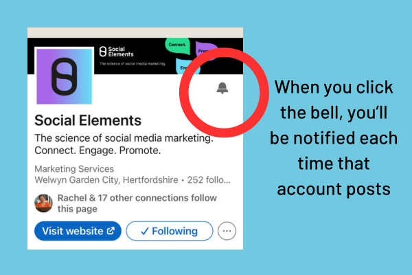 The Social Medicine LinkedIn profile and bell icon to get notifications