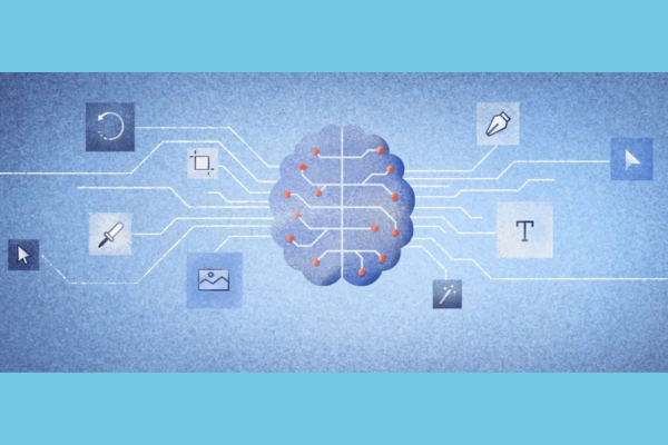 A stylized drawing of a brain with intricate lines emanating from it, symbolizing intense thinking and brainstorming. This image represents the concept of artificial intelligence (AI) and the complexity of cognitive processes involved in AI development
