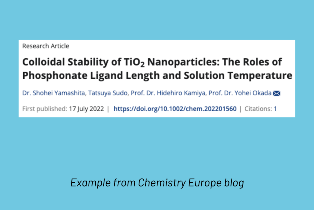 Screenshot of an example from Chemistry Europe blog