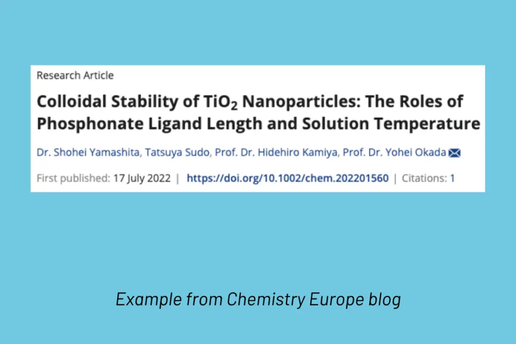 Screenshot of an example from Chemistry Europe blog
